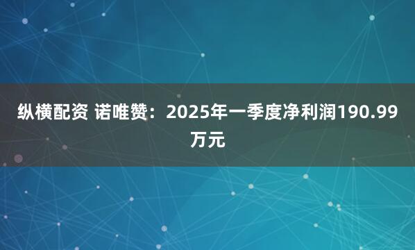 纵横配资 诺唯赞：2025年一季度净利润190.99万元