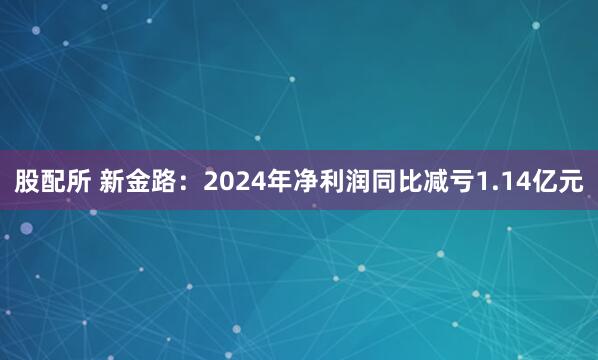 股配所 新金路：2024年净利润同比减亏1.14亿元